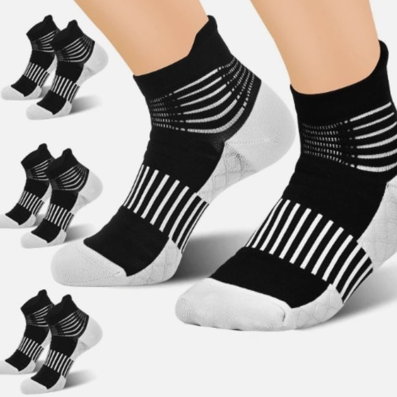Accessories - Black and White Short Compression Ankle Support Socks